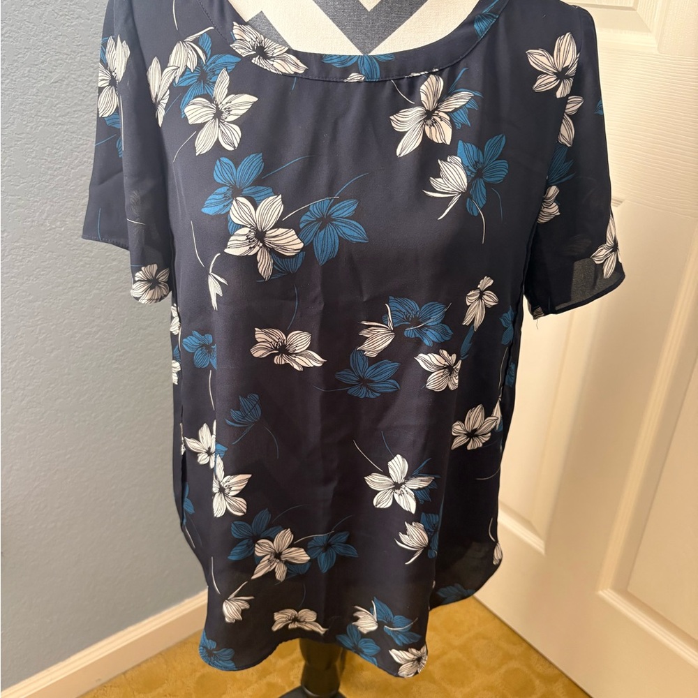 Navy Floral Women's Blouse